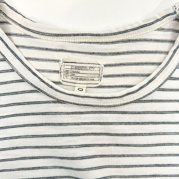 Current Elliott The Painter Tee Long Sleeve Dress Striped Cream 100% Cotton XS - Picture 5 of 9